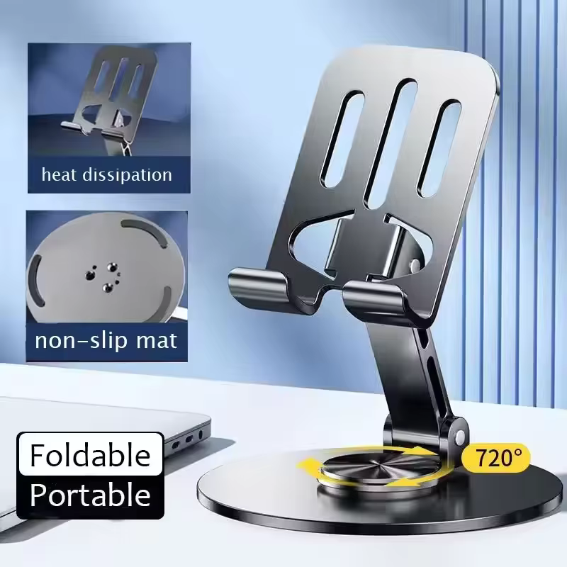 Mobile Pedestal Cabinet - 720° Rotate Aluminum Alloy Portable Tablet